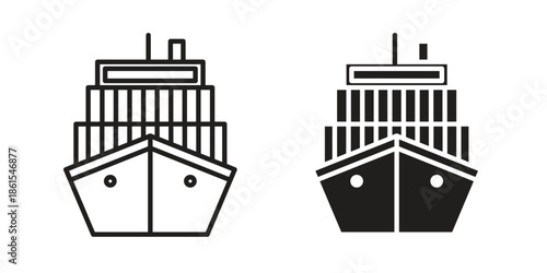 Cargo ship icons in different styles. Simple icon design