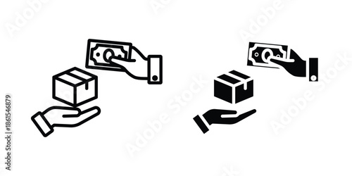 Cash on delivery icons in different styles. Simple icon design
