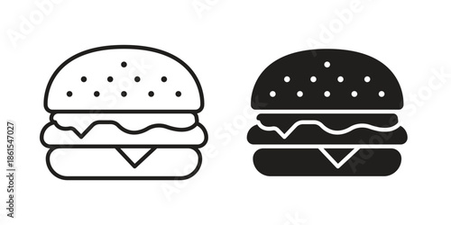 Cheese burger icons in different styles. Simple icon design