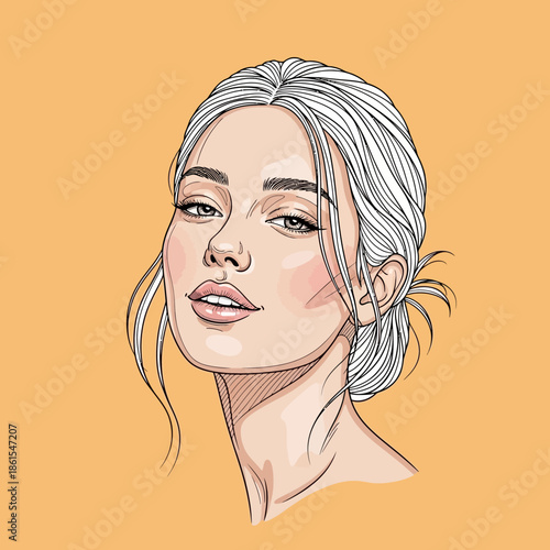 Young Woman with Blonde Hair Illustration.