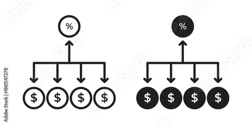 Commission icons in different styles. Simple icon design