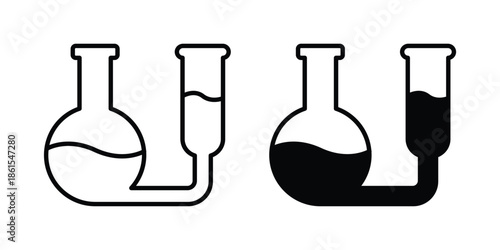 Communicating vessels icons in different styles. Simple icon design