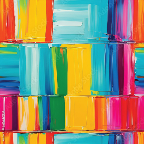 Colorful Abstract Impasto Texture with Bold Brush Strokes and Paint Layers