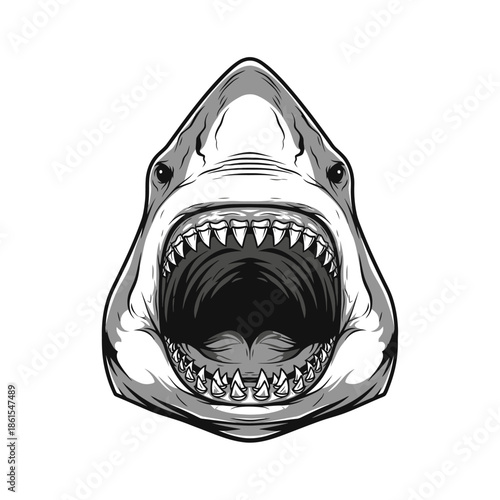 Shark Head with Open Mouth and Teeth.