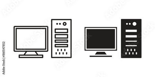 Desktop computer icons in different styles. Simple icon design