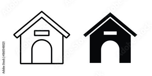 Dog Shelter icons in different styles. Simple icon design