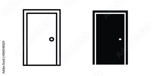 Door icons in different styles. Simple icon design