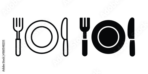 Eatery icons in different styles. Simple icon design