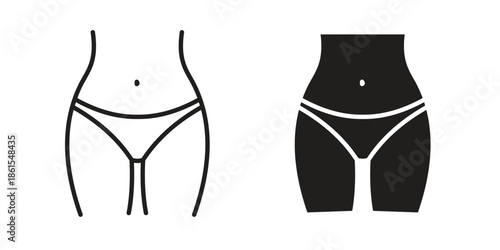 Female hips and waist icons in different styles. Simple icon design