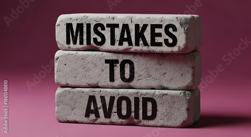 Stacked bricks with text mistakes to avoid words