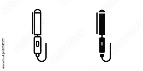Hair curler icons in different styles. Simple icon design