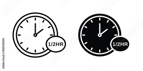 Half hour icons in different styles. Simple icon design