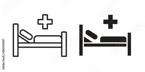 Hospital bed icons in different styles. Simple icon design