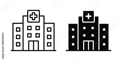 Hospital icons in different styles. Simple icon design