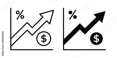 Increase rate icons in different styles. Simple icon design