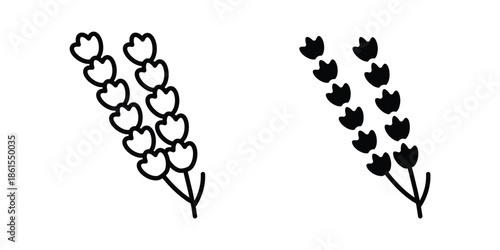 Lavender icons in different styles. Simple icon design