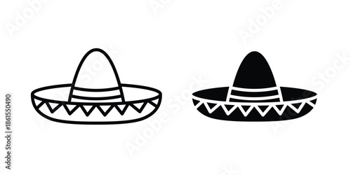 Mexican Hat icons in different styles. Simple icon design