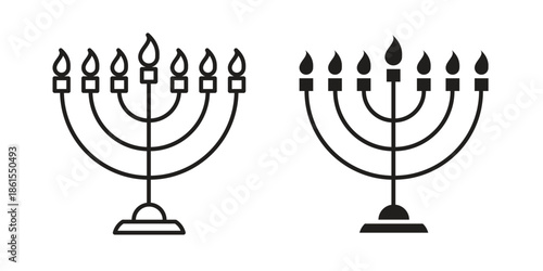Menorah icons in different styles. Simple icon design
