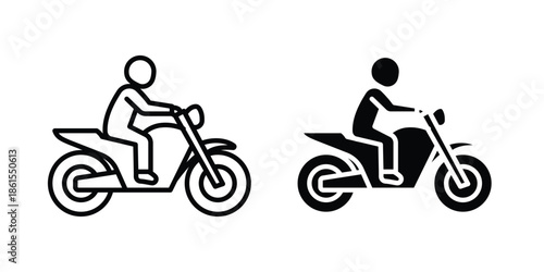 Motorbike riding icons in different styles. Simple icon design