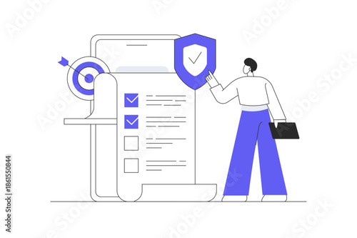 User agree checking form terms and conditions. Legal notice, accept registration process. Privacy policy protection. Flat Cartoon Vector Illustration, icon Stylish abstract design landing page 