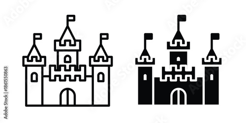 Palace icons in different styles. Simple icon design