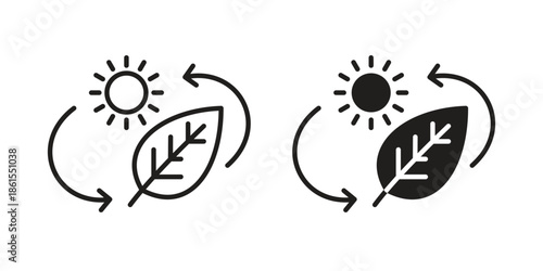 Photosynthesis icons in different styles. Simple icon design