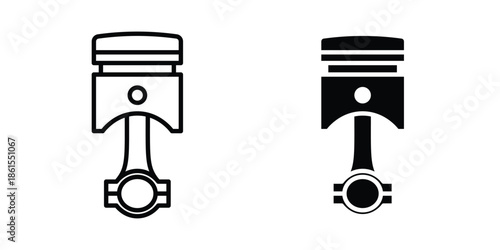 Piston icons in different styles. Simple icon design