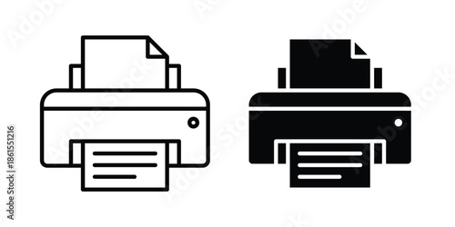 Printer icons in different styles. Simple icon design