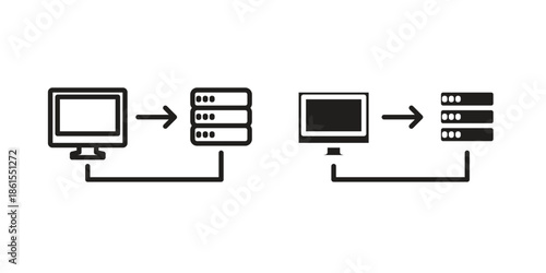Proxy server icons in different styles. Simple icon design