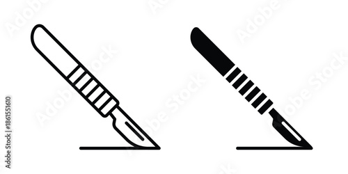 Scalpel icons in different styles. Simple icon design