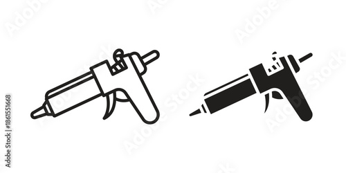 Sealant gun icons in different styles. Simple icon design