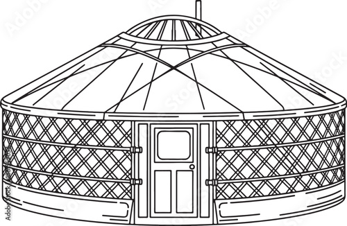Traditional yurt structure isolated on white background