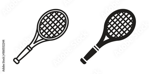 Tennis racket icons in different styles. Simple icon design