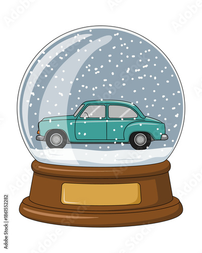 Snow Globe with Vintage Car