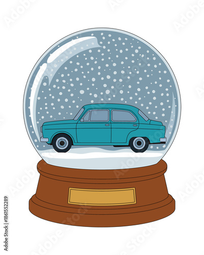 Snow Globe with Blue Car