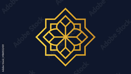 Luxury Dark Blue and Gold Seamless Islamic Geometric Pattern Background Vector