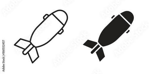 Torpedo icons in different styles. Simple icon design