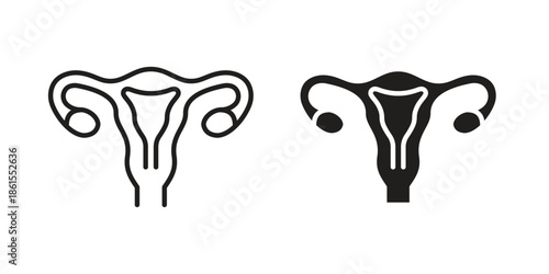 Uterus icons in different styles. Simple icon design