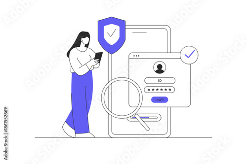Data protection anti virus. IT security using cyber security services to protect private personal data, credit card pin, user login account password urgency. Flat Cartoon Vector Illustration, icon web