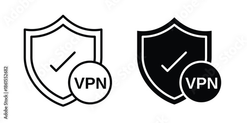 Virtual private network icons in different styles. Simple icon design