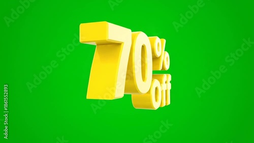 Golden 70 percent off text against a green background