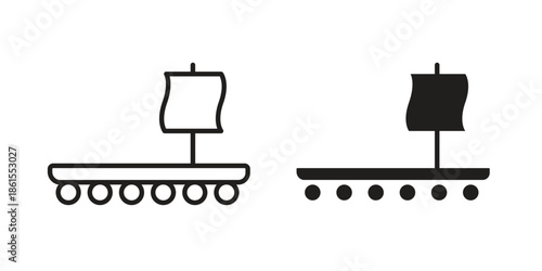 Wood Raft icons in different styles. Simple icon design