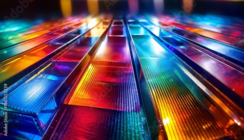 colorful light refractions created by glass prisms on a textured surface showcasing vibrant patterns