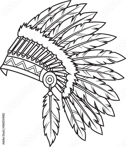 Native american headdress isolated on white background