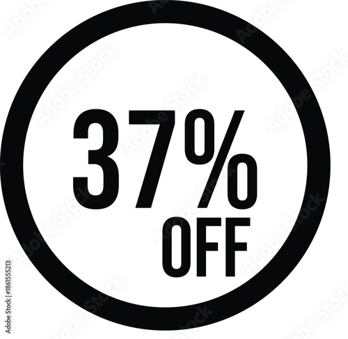 37% OFF Sale Discount Round Badge Icon Isolated on White