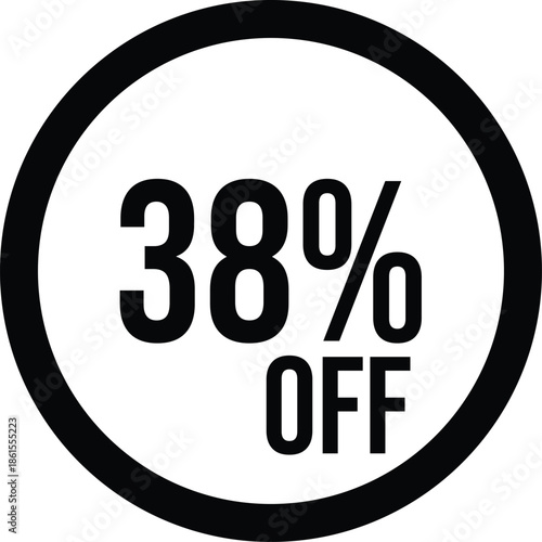 38% OFF Sale Discount Round Badge Icon Isolated on White
