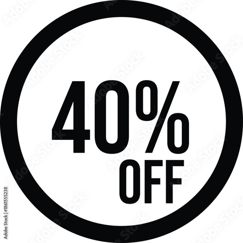 40% OFF Sale Discount Round Badge Icon Isolated on White