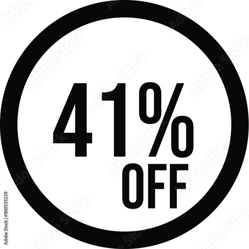 41% OFF Sale Discount Round Badge Icon Isolated on White