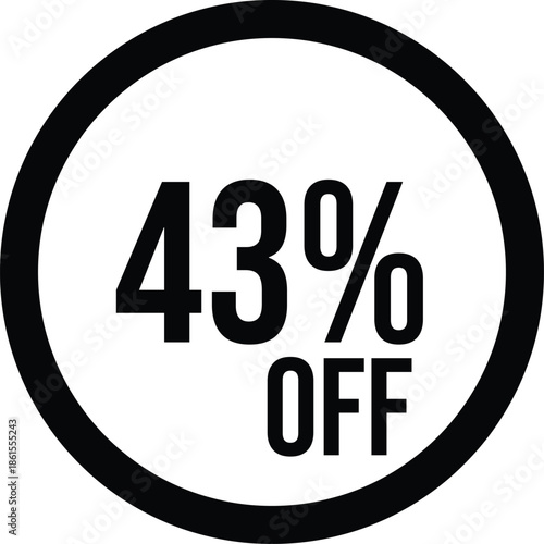 43% OFF Sale Discount Round Badge Icon Isolated on White