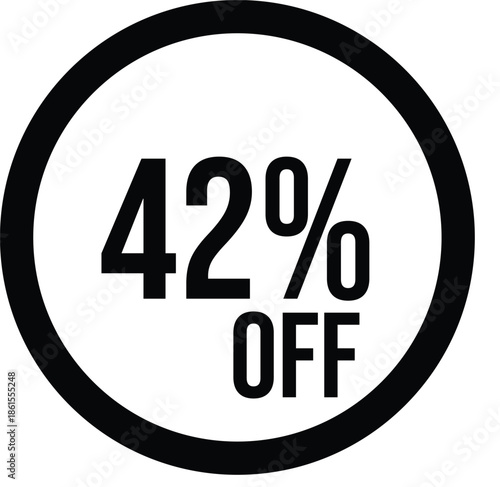42% OFF Sale Discount Round Badge Icon Isolated on White